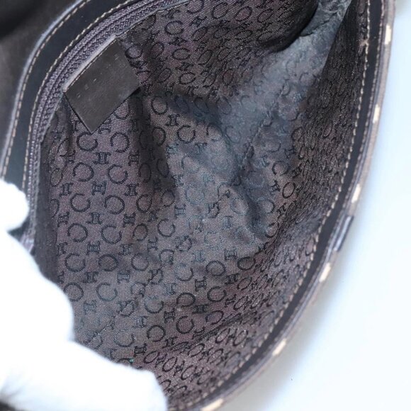 CELINE C Macadam Canvas Shoulder Bag Brown Gold - Picture 10 of 16